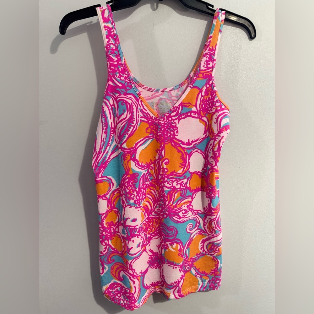 Lilly Pulitzer Pink and Blue Floral Tank Top